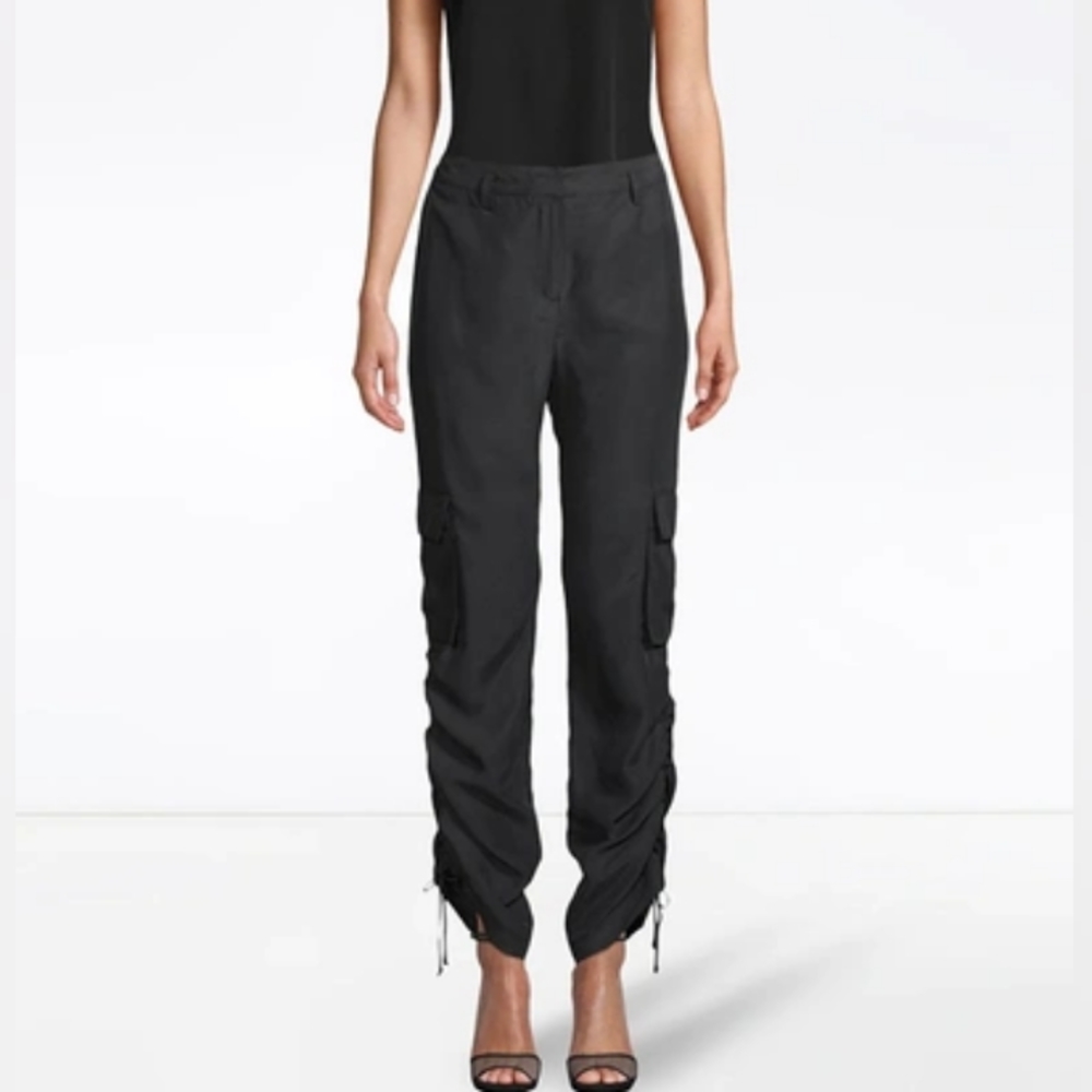 NWT Nicole Miller Collection Black Habotai Silk Pants